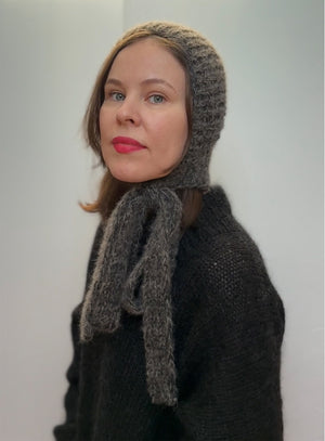 charcoal black vintage adult bonnet for winter