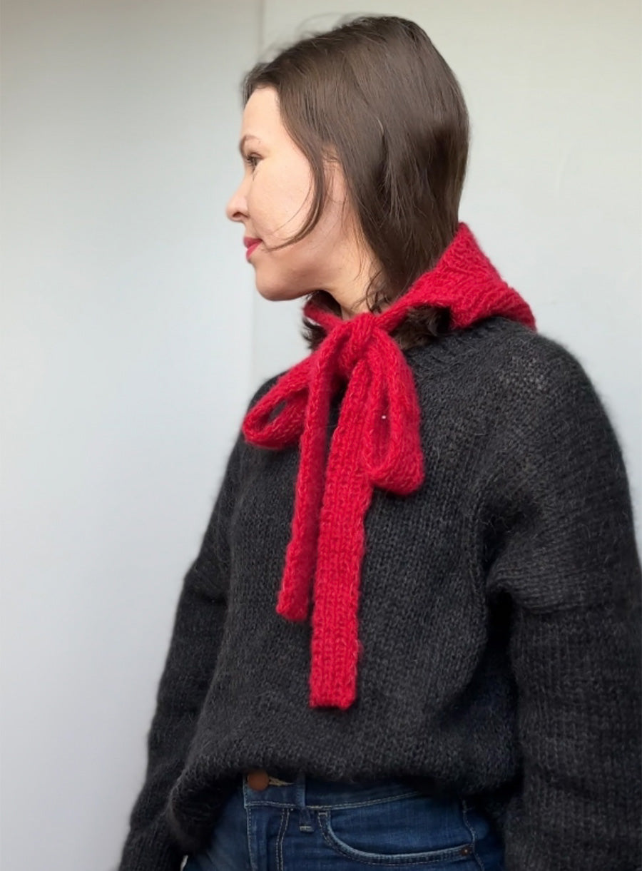 cherry red vintage knitted bonnet