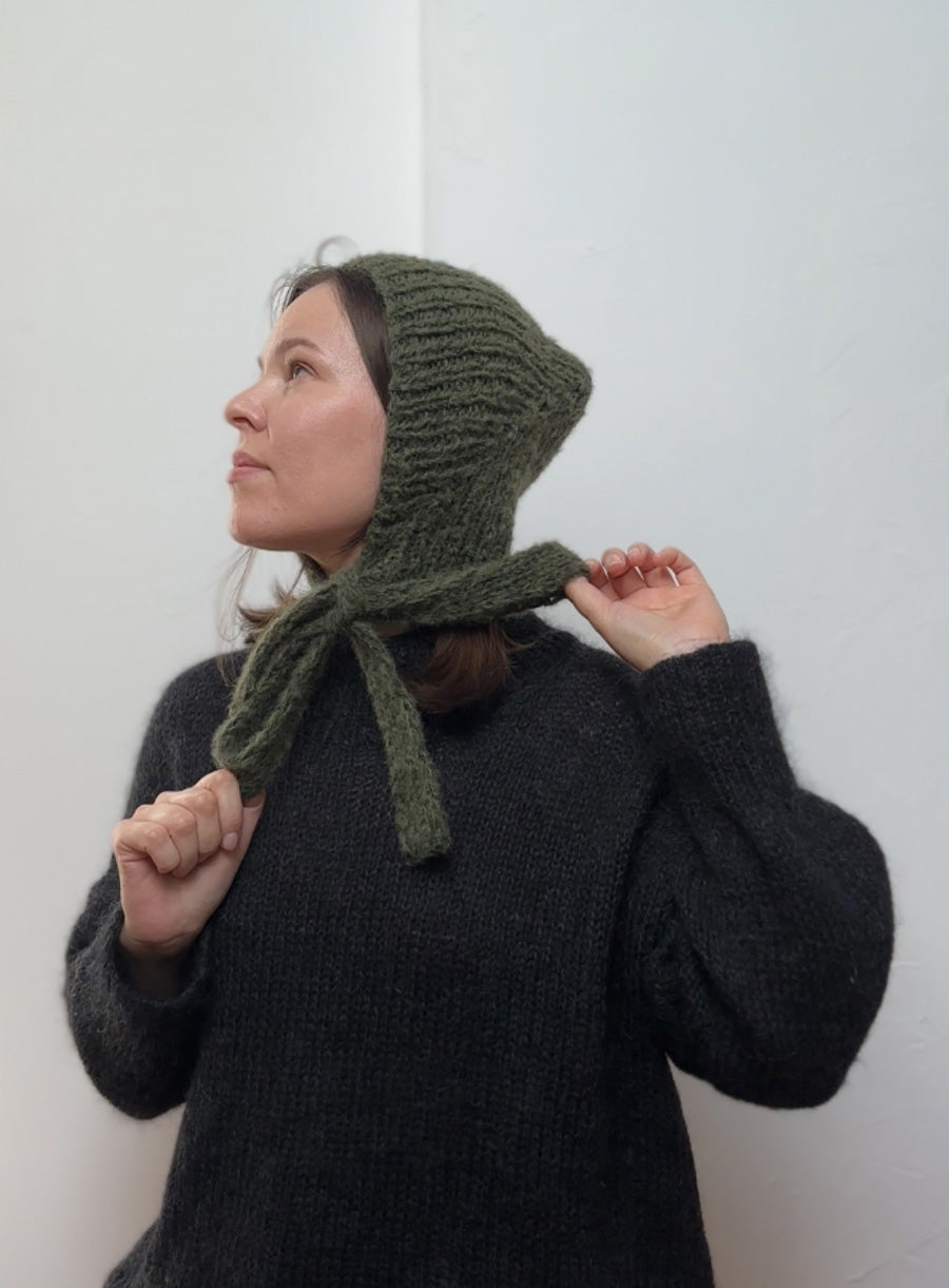 fluffy knitted bonnet