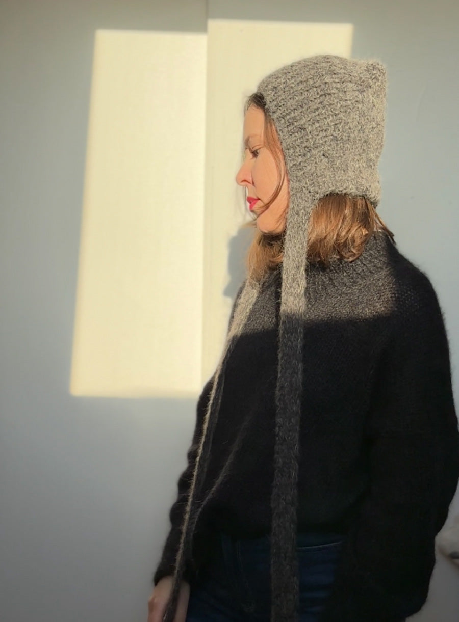 gray mohair winter hat