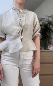 FRILL LINEN BLOUSE