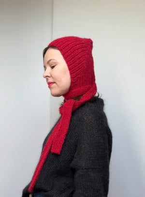 red mohair bonnet