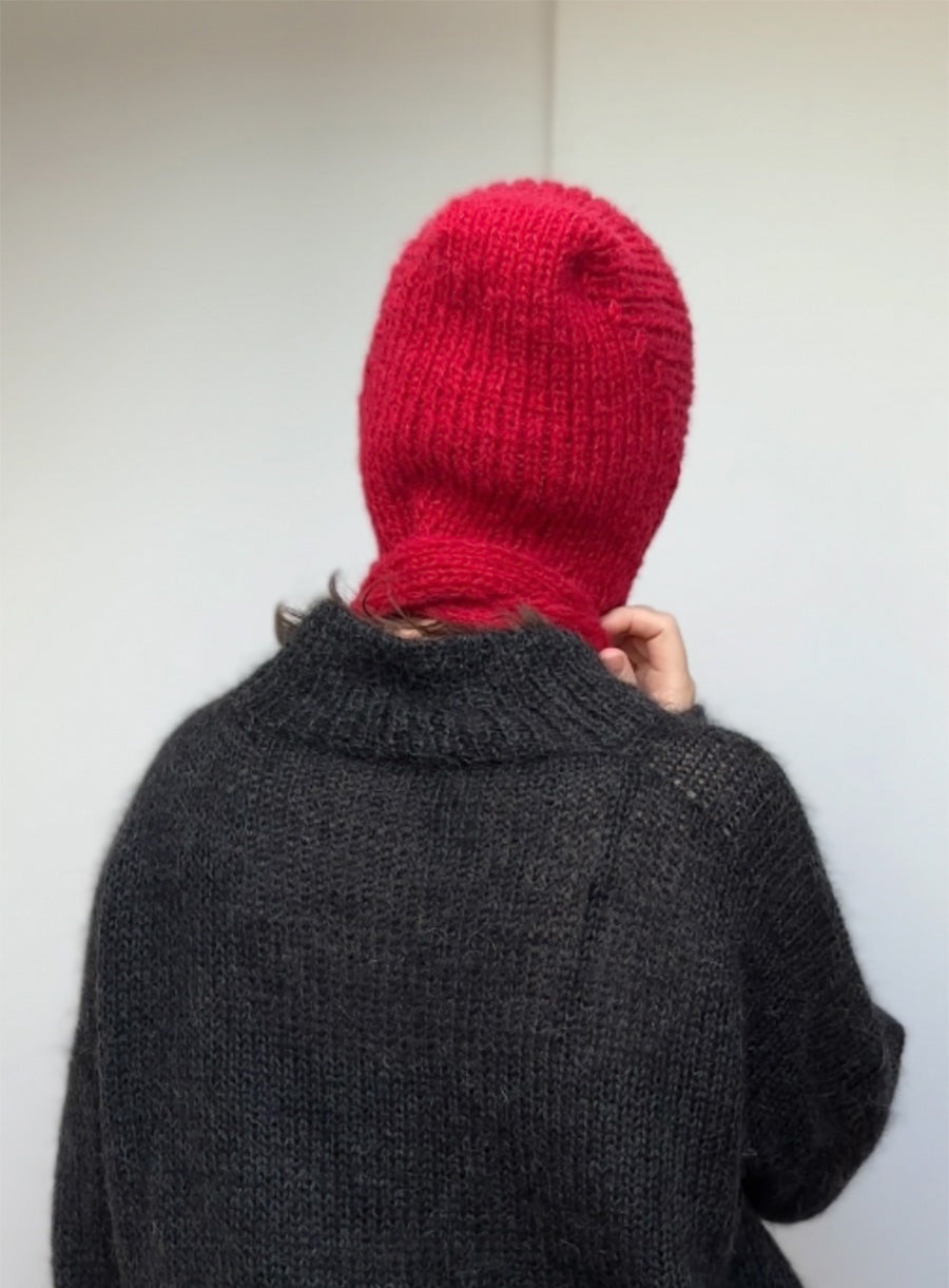 red mohair hat