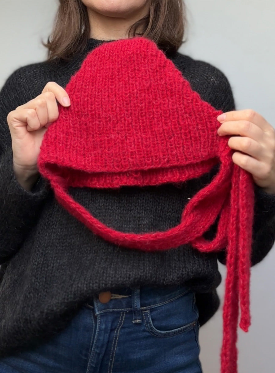 red knitted balaclava
